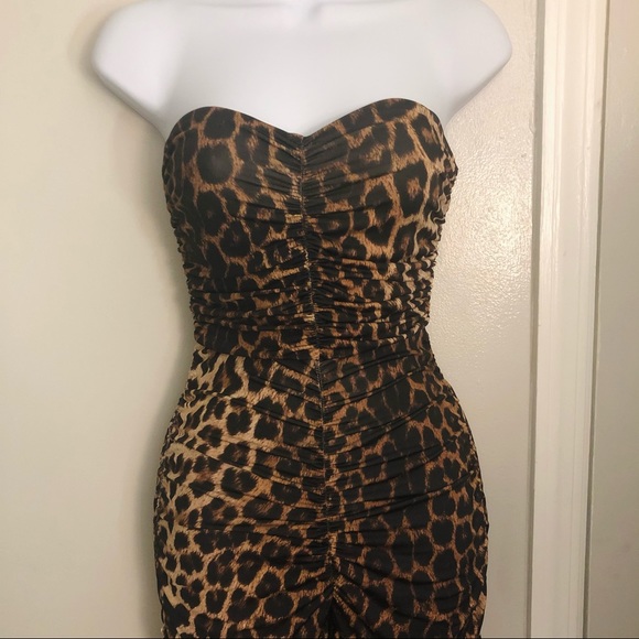 Ruched Leopard Print Jumpsuit - Picture 4 of 7